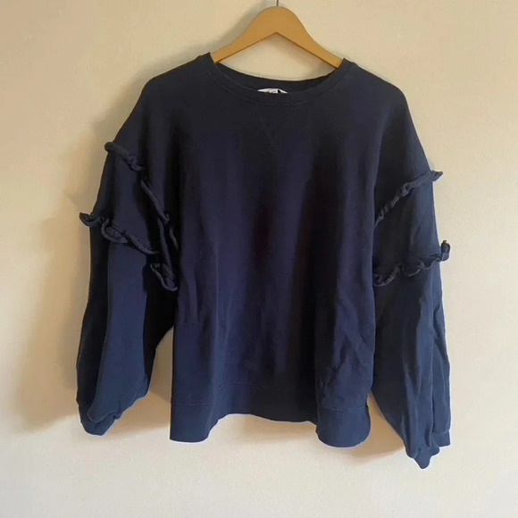 Time and Tru Blue Ruffle Sleeve Sweatshirt - Picture 4 of 11